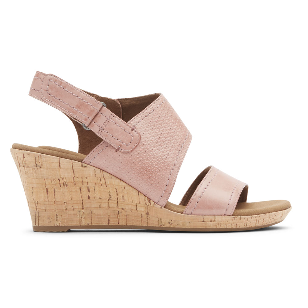 Rockport Singapore Womens Sandals - Briah Asymmetrical 2-Piece Pink - PI0284159